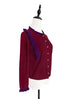 Burgundy/ Purple Contrast Ruffle Cashmere & Wool Cardigan