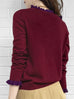 Burgundy/ Purple Contrast Ruffle Cashmere & Wool Cardigan