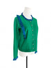 Green/ Blue Contrast Ruffle Cashmere & Wool Cardigan