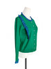 Green/ Blue Contrast Ruffle Cashmere & Wool Cardigan