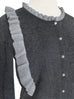 Dark/ Light Grey Contrast Ruffle Cashmere & Wool Cardigan