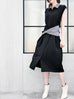 Surprise Sale! Black Contrast Stripe Collar Crossing Front Shirtdress