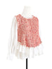 Surprise Sale! White Organza Contrast Reddish Tweed Woollen Ruffle Top