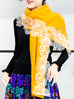 Surprise Sale! Mango Yellow Embroidery Lace Trims Pure Luxe Cashmere Wrap