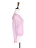 Last Chance! Pink Scallop Neck Ruffle Cuffs Cashmere Wool Blend Sweater