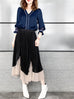 Black Asymmetrical Shimmer Mesh Pleated Midi-Skirt