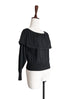 Final Sale! Black One-Shoulder Merino Wool Ruffle Sweater