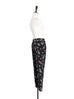 Final Sale! Black Floral Prints Pleat Front Tapered Trousers