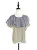 Surprise Sale! Sage-Green & Check Cape Overlay Cotton Blend Tee