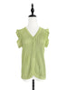 Surprise Sale! Lime Green Crochet Ruffle Knitted Button Front Cotton Vest