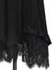 Black Asymmetric Lace Trim Flowy Midi-Skirt