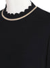 Black/ Beige Contrast Scalloped Cashmere Woollen Jumper