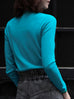 Blue/ Green Contrast Scalloped Cashmere Woollen Jumper