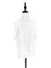 Last Chance! White Ruffle Off the Shoulder Cotton Blend Tee