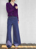 Imperial Purple Scalloped Cashmere & Wool Cropped Cardigan