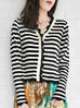 Mono Stripe Scalloped Cashmere & Wool Cropped Cardigan