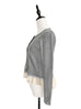Grey Cashmere & Wool Blended Chiffon Ruffle Hem Cardigan