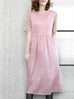 SPECIAL! Light Pink Lace Sleeves Contrast Satin Midi Dress
