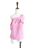 SPECIAL! Pink One-Shoulder Draped Ruffle Blouse