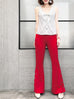 Rose Red Flare Leg Pull On Button Pants