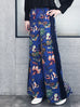 Further Sale! Lustrous Floral Print Ruffle Sides Wide-Leg Trousers