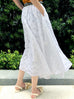 Surprise Sale! White Mix Texture Patterned Paper Bag Waist Midi-Skirt