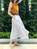 Surprise Sale! White Mix Texture Patterned Paper Bag Waist Midi-Skirt
