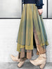 Surprise Sale! Layer Textured Army Green Tulle Maxi Skirt