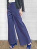 Purple High-waist Button Detail Wide Leg Pants