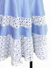 Last Chance! Blue Stripe Embroidered Lace Ruffle Midi Skirt