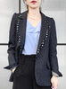 Surprise Sale! Navy Pin-thin Stripe Woollen Cotton Blended Tailored Jacket