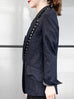 Surprise Sale! Navy Pin-thin Stripe Woollen Cotton Blended Tailored Jacket
