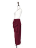 Further Sale! Burgundy Ruffle Side Ponte Pencil Maxi Skirt