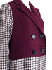 Surprise Sale! Burgundy and Houndstooth Colourblock Woolen Long Coat