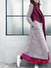 Surprise Sale! Burgundy and Houndstooth Colourblock Woolen Long Coat