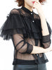 Surprise Sale! Black Netting Mesh Cascade Ruffle Shirt