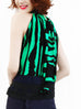 Last Chance! Green-Black Prints Scallop Patched Layer Edge Halter Top