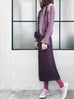 Further Sale! Purple Wool Blend Knit Front Tie Bow Tube Skirt