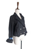 Surprise Sale! Black Tonal Woollen Furry Sleeves Short Trench Coat