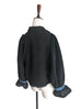 Last Chance! Black Tonal Woollen Furry Sleeves Short Trench Coat
