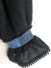 Surprise Sale! Black Tonal Woollen Furry Sleeves Short Trench Coat