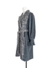 Surprise Sale! Grey Tweed Contrast Furry Balloon Sleeves Trench Coat
