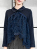 Surprise Sale! Navy Wool Blend Swing High/Low Lace Dolly Jacket