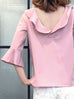 Last Chance! Subtle Striped Pattern Dirty Pink Ruffle Collar Blouse