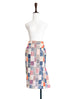 Surprise Sale! Ivory Stitches Pattern Single Pleat Pencil Skirt