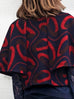 Final Sale! Iconic Navy Red Prints Wool Blend Cape