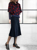 Further Sale! Iconic Navy Red Prints Wool Blend Cape