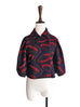 Last Chance! Iconic Navy Red Prints Wool Blend Cape