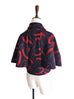 Final Sale! Iconic Navy Red Prints Wool Blend Cape