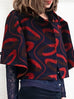 Last Chance! Iconic Navy Red Prints Wool Blend Cape